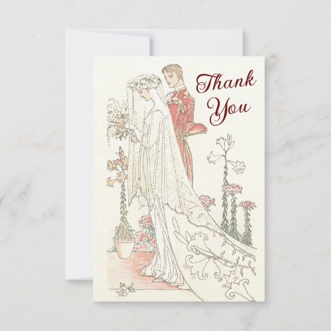 Vintage Braut und Groom Alte Hochzeit Dankeskarte (Vorderseite)