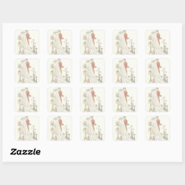 Vintage Braut und Groom Alte Hochzeit Quadratischer Aufkleber