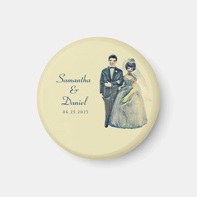 Vintage Brautbäreneihe retten das Datum Magnet (Vorne)