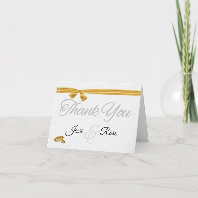 Vintage Brautpaare mit goldener Blankenhochzeit Dankeskarte (Vorderseite)