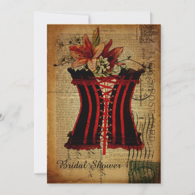 Vintage Brautparty-Dessous-Dusche Einladung (Vorderseite)