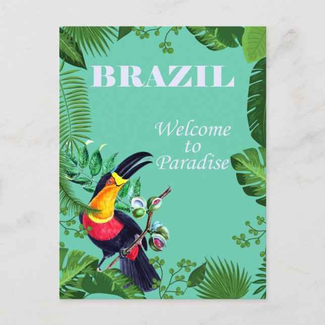 Vintage Brazil Welcome to Paradise Travel Postkarte (Vorderseite)