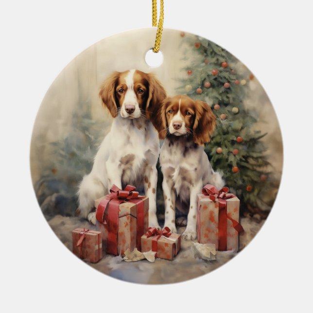 Vintage Bretagne Spaniens Weihnachten Keramik Ornament (Vorne)