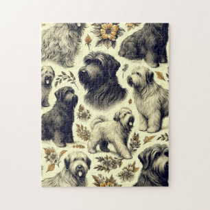 Vintage Briard Hund nahtlos