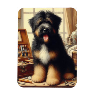 Vintage-Briard-Hundebild Magnet