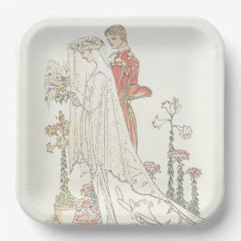 Vintage Bride and Groom Old Fashioned Wedding  Pappteller