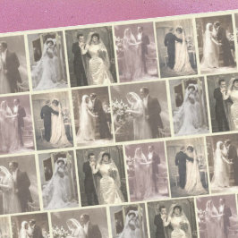 Vintage Bride & Groom Portraits - Hochzeitscollage Seidenpapier
