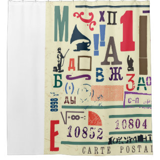 Vintage Briefmarke: Dokumentdekor Duschvorhang