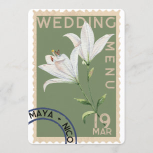 Vintage Briefmarke Menükarte