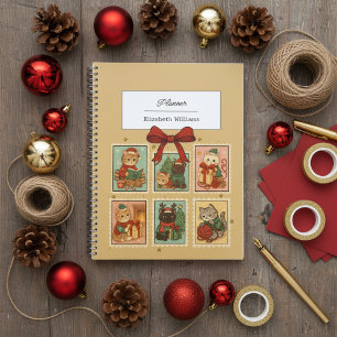 Vintage-Briefmarke Weihnachten Katzen Retro-Feiert Planer
