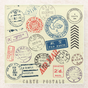 Vintage Briefmarke: Zeitlose Dekorsammlung Glasuntersetzer