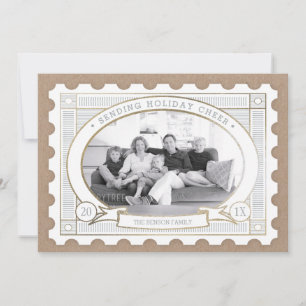 Vintage-Briefmarken-Feiertags-Fotokarte Feiertagskarte