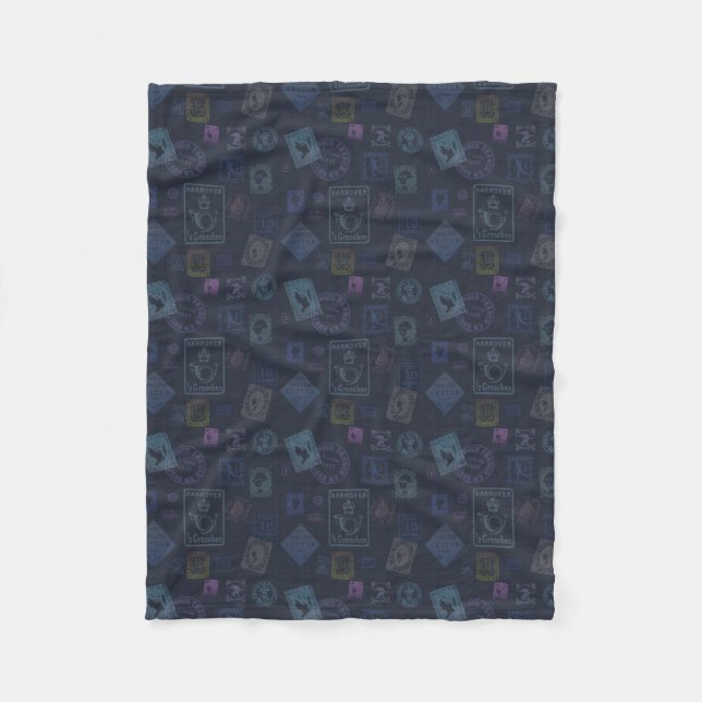 Vintage Briefmarken-Muster-Fleece - Dunkelheit Fleecedecke (Vorderseite)