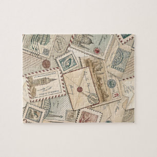 Vintage-Briefmarken-Puzzle