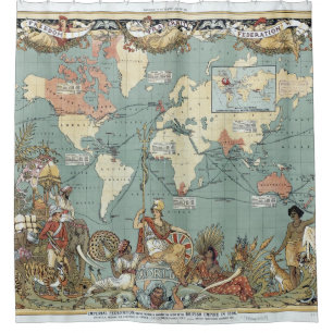 Vintage britisches Reich-Weltkarte (1886) Duschvorhang