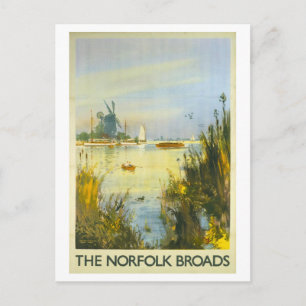 Vintage Broads in England Reiseplakat Postkarte