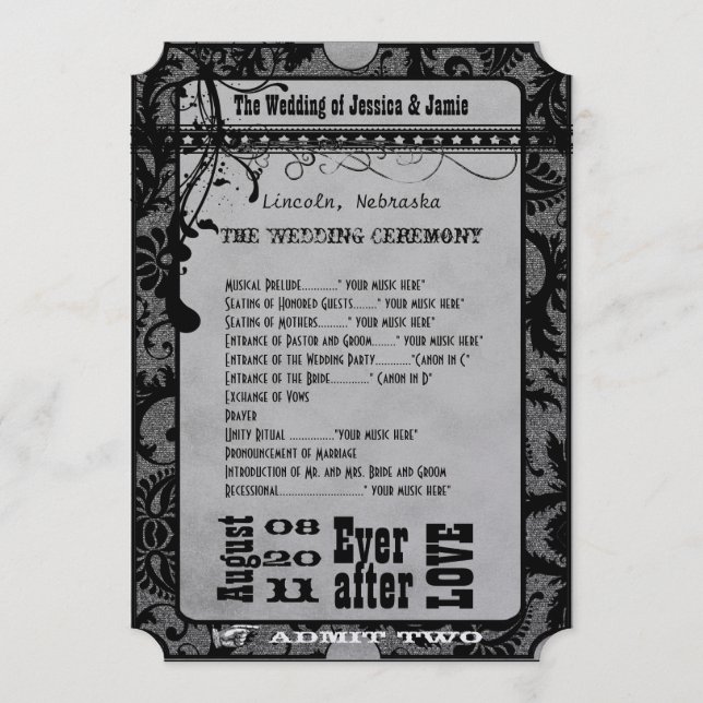 Vintage Broadway Poster Movie Ticket Wedding Programm (Vorderseite)