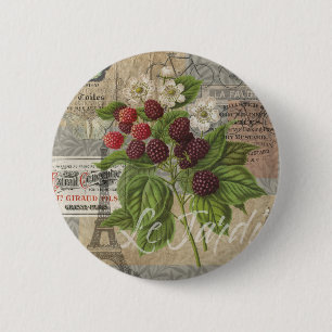 Vintage Brombeeren Französische Ephemera Art Colla Button