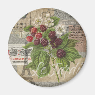 Vintage Brombeeren Französische Ephemera Art Colla Magnet