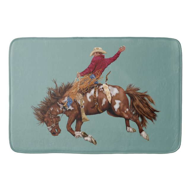 Vintage-Bronco-Reiter Badematte (Vorderseite)