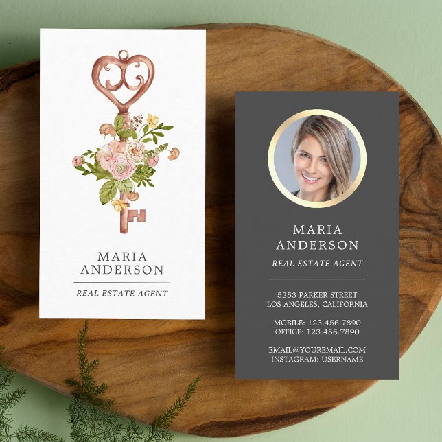 Vintage Bronze-Taste Real Anwesen Agent Foto Visitenkarte (Von Creator hochgeladen)