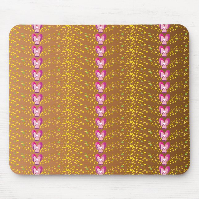 Vintage Bronze- und Pink-Blütenmuster Mousepad (Vorne)