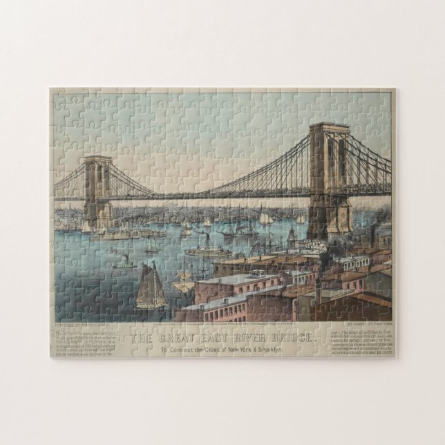 Vintage Brooklyn Bridge Illustration (1872) (Horizontal)