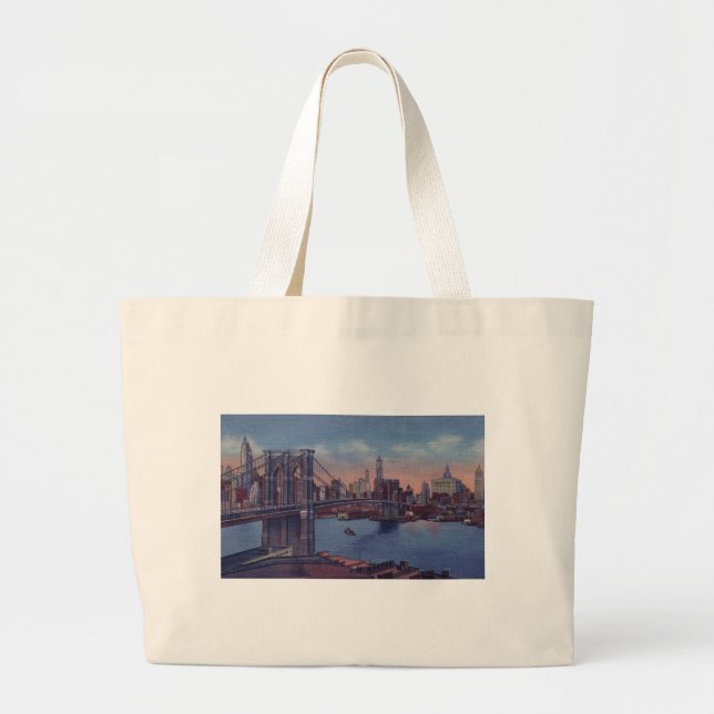 Vintage Brooklyn Bridge Jumbo Stoffbeutel (Vorne)