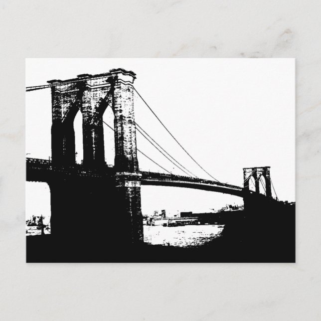 Vintage Brooklyn Bridge Postkarte (Vorderseite)