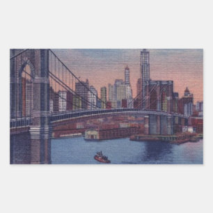 Vintage Brooklyn Bridge Rechteckiger Aufkleber