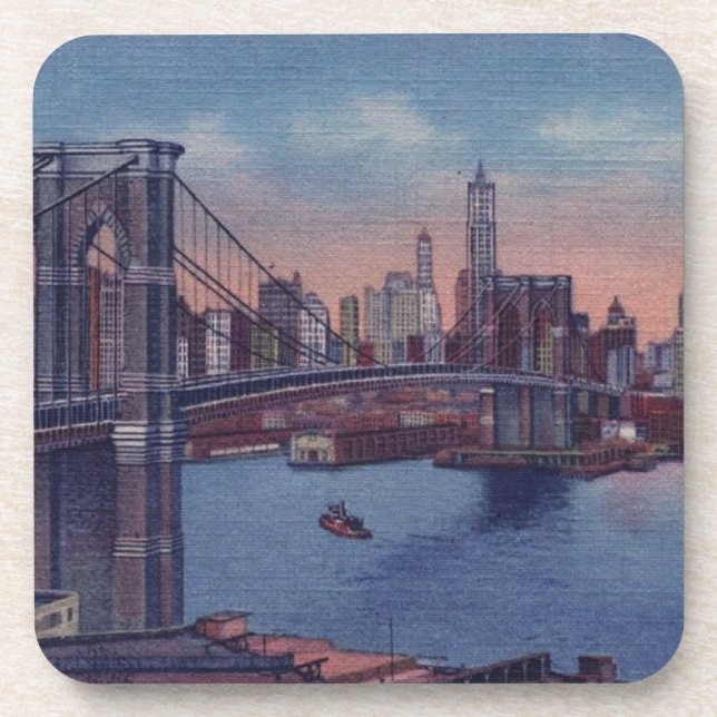 Vintage Brooklyn Bridge Untersetzer (Vorderseite)