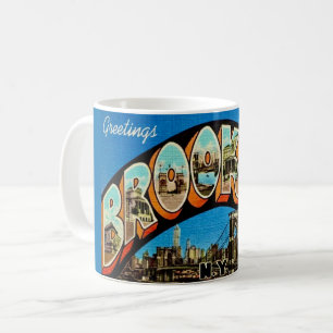 Vintage Brooklyn NY Grußkarte Kaffeetasse