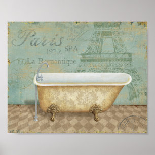 Vintage Brown-Franzose-Badewanne Poster