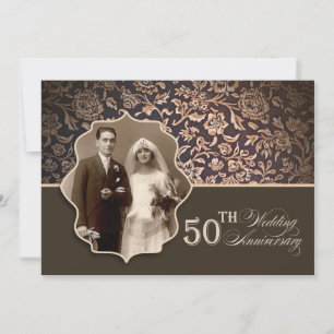 vintage brun élégant 50 ans photo invitations