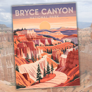 Vintage Bryce Canyon National Park Sonnenuntergang Postkarte