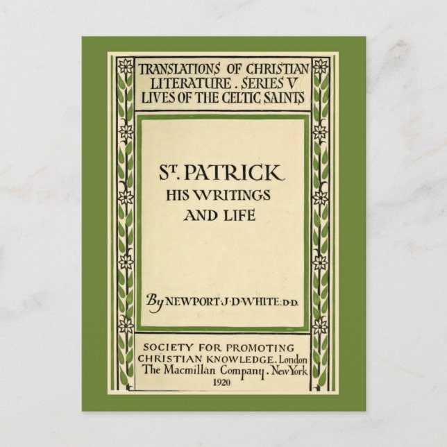 Vintage Buchcover-Memoiren von St. Patrick Postkarte (Vorderseite)