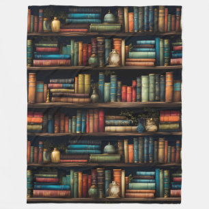 Vintage Bücher auf der virtuellen Bibliothek Fleecedecke
