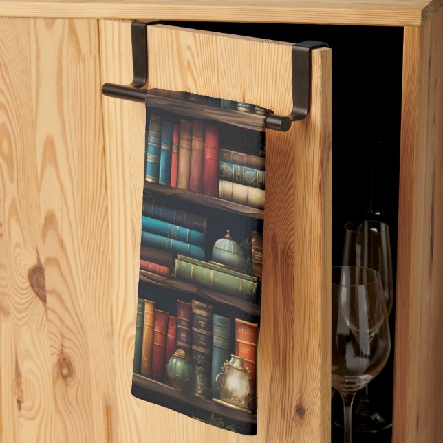 Vintage Bücher auf der virtuellen Bibliothek Geschirrtuch (Drittel gefaltet)