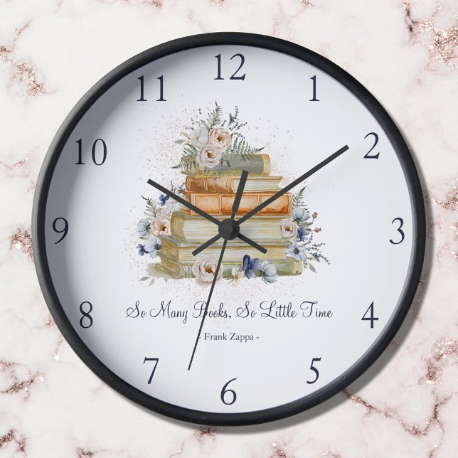 Vintage Bücher Beige Blüten - kundenspezifisches A Uhr (In situ)