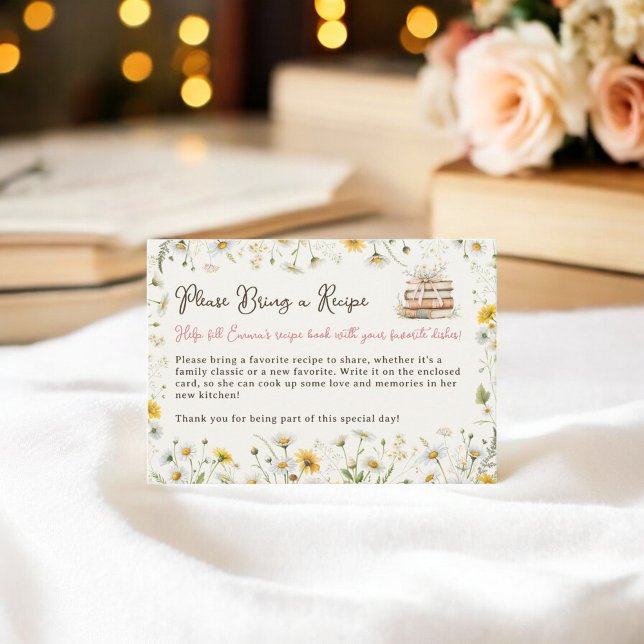 Vintage Bücher Blumenkohl Weinkultur und Erde Reze Begleitkarte (Vintage Books Floral Bring a Recipe Bridal Shower Enclosure Card)