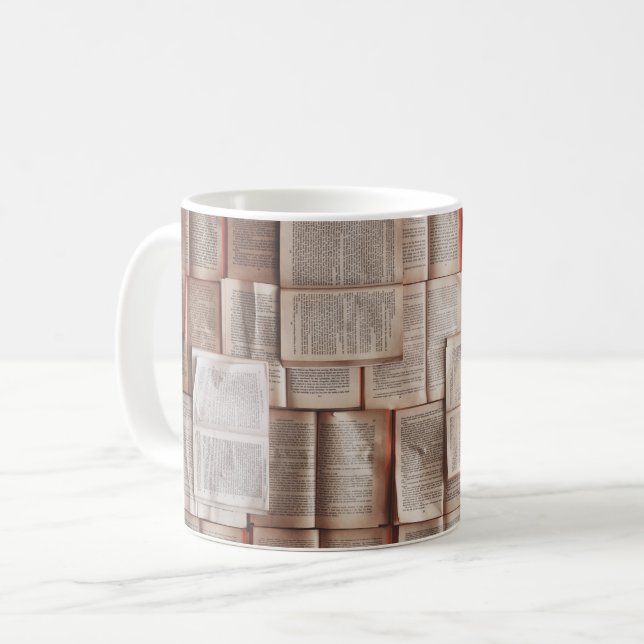 Vintage Bücher Kaffeetasse (Vorderseite Links)
