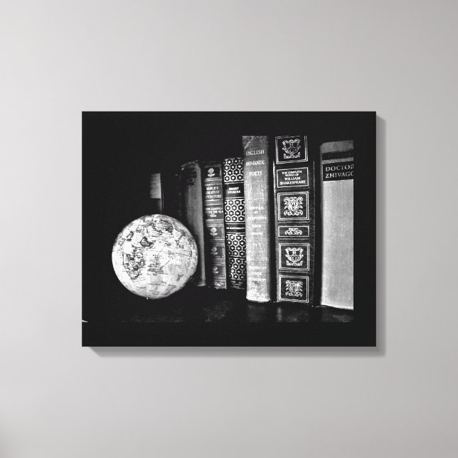 Vintage Bücher und Globe Leinwanddruck (Vorderseite)