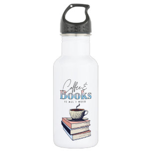 Vintage Bücher und Kaffee ist alles, was ich brauc Edelstahlflasche