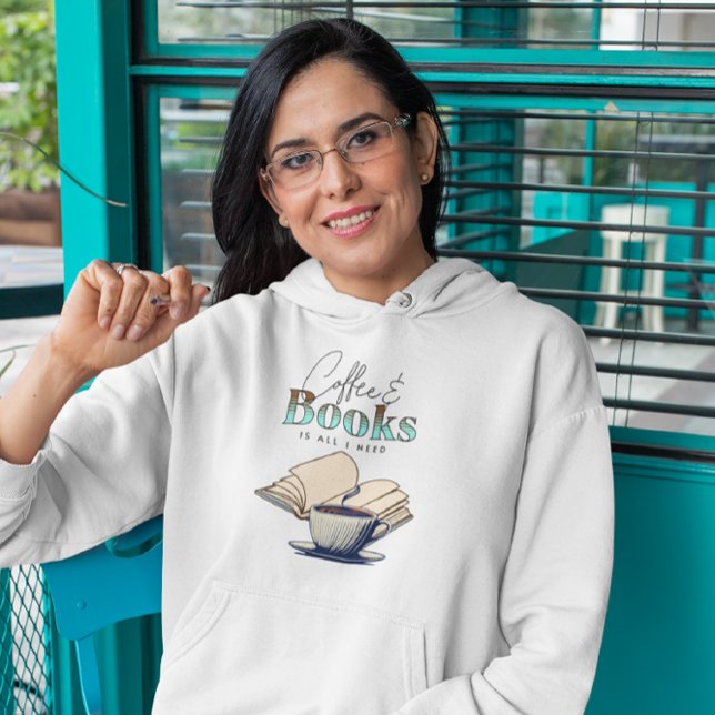 Vintage Bücher und Kaffee | Über Sie nachdenken Hoodie (Von Creator hochgeladen)