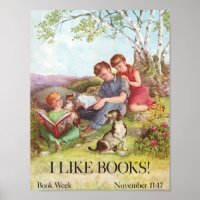 Vintage Bücher Werbeplakat