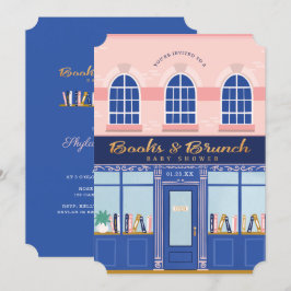 Vintage Bücherbücher & Brunch Babydusche Einladung