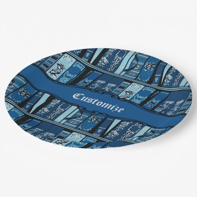 Vintage Bücherregale Pappteller (Schrägansicht)