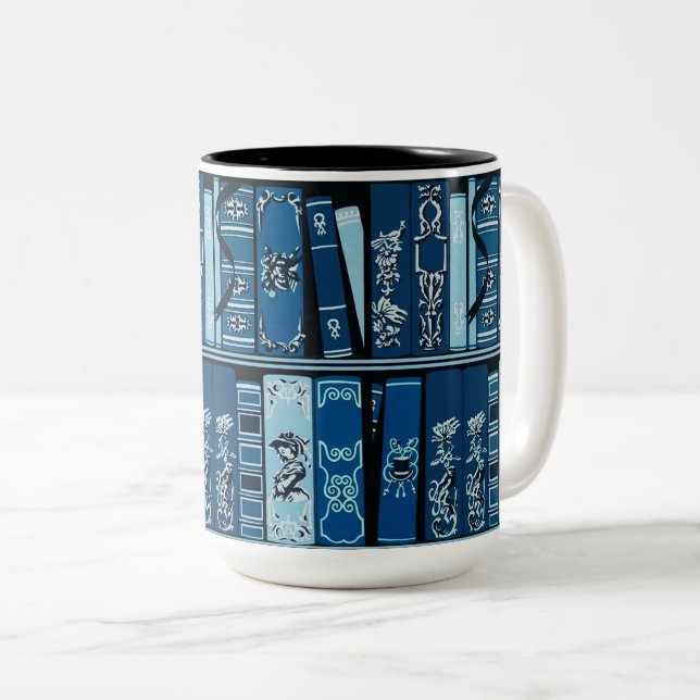 Vintage Bücherregale Zweifarbige Tasse (VorderseiteRechts)