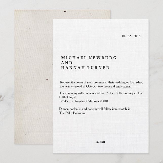 Vintage Buchhochzeit Einladung (Vorne/Hinten)