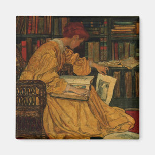 Vintage Buchliebhaber Kunstprint   Art Nouveau Fra Magnet